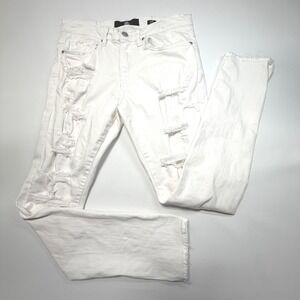 Jordan Craig Ross 32x32 White Distressed Skinny Jeans Raw Hem